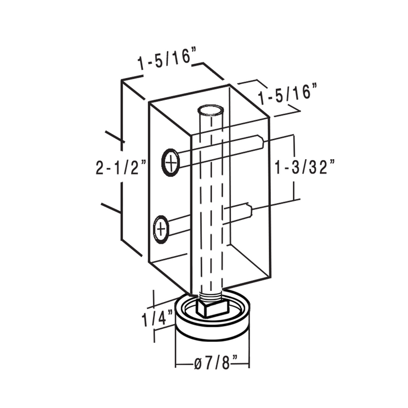 Height Adjustable Glide with Pre-Drilled Wood Block